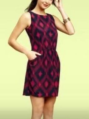 GAP Sleeveless Mini Dress in Pink and Navy Geometric Print, Size 8